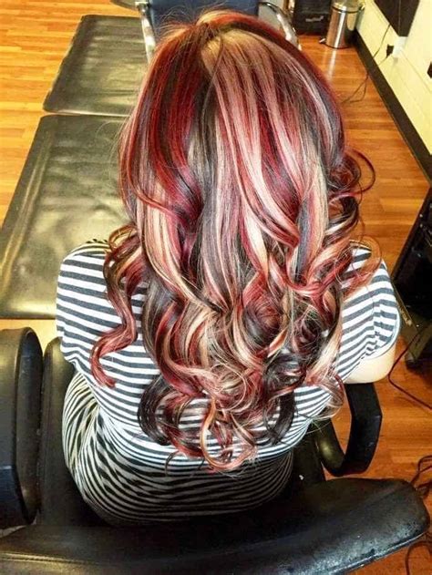 black blonde red highlights